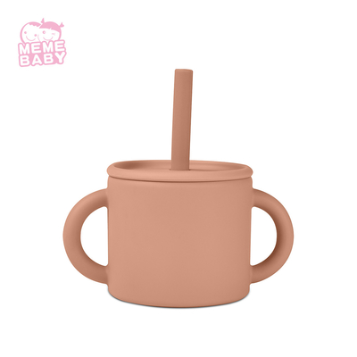 220ml Food Grade Silicone Snack Cup With Lid And Straw Multiple Color Choices