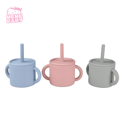 220ml Food Grade Silicone Snack Cup With Lid And Straw Multiple Color Choices