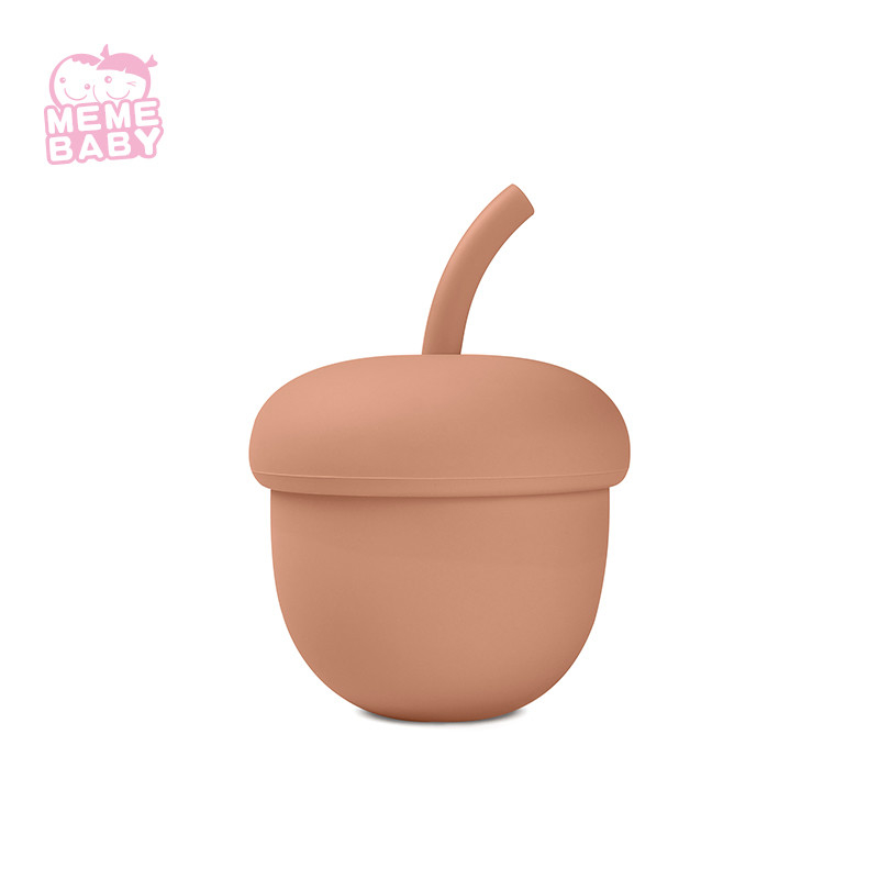Acorn Shape Spill Proof Silicone Drinking Cup Reusable For Baby